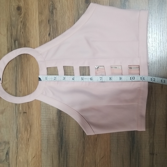 TOBI Baby Pink Halter Crop Top with Cut Outs and exposed back zipper - Picture 11 of 11